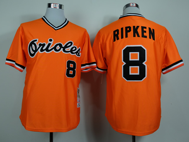 Men Baltimore Orioles #8 Cal Ripken Orange Throwback 1982 MLB Jerseys